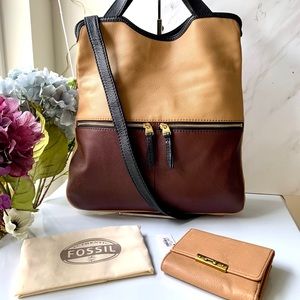 Fossil Erin Foldover Tote w/ bonus wallet